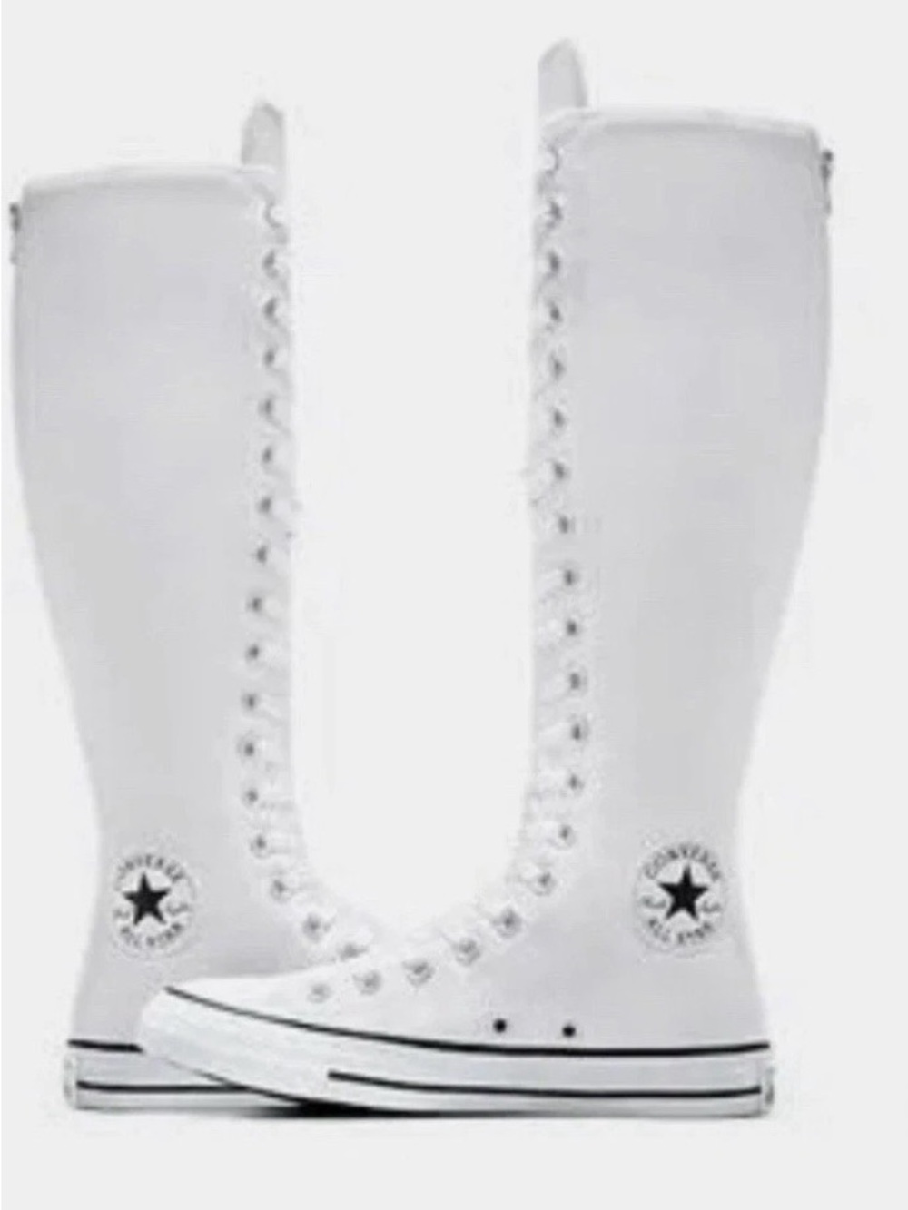 Converse White Knee-High Lace-Up Canvas Boots